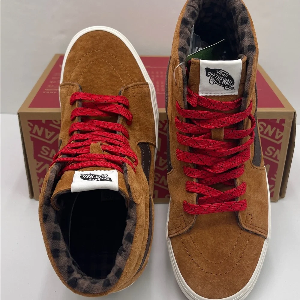 Vans Men’s Tan High-Top Sneakers Sk8-Hi
Pig Suede Plaid Glazed Glaze 
Sneakers - Picture 13 of 16